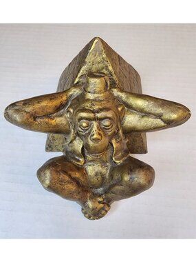 Vintage Russ Pyramid and Chill Monkey Paperweight or Bookend Piece Item #16684